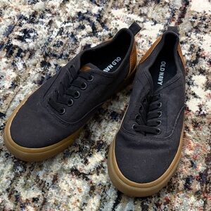 Old Navy Black Canvas Sneakers with Brown Gum Sole